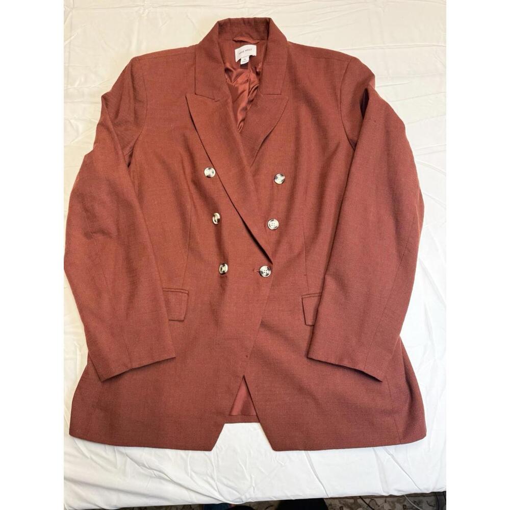 Elevated Basic Nine West Women Copper Colored Blazer Double Breasted Fully Lined